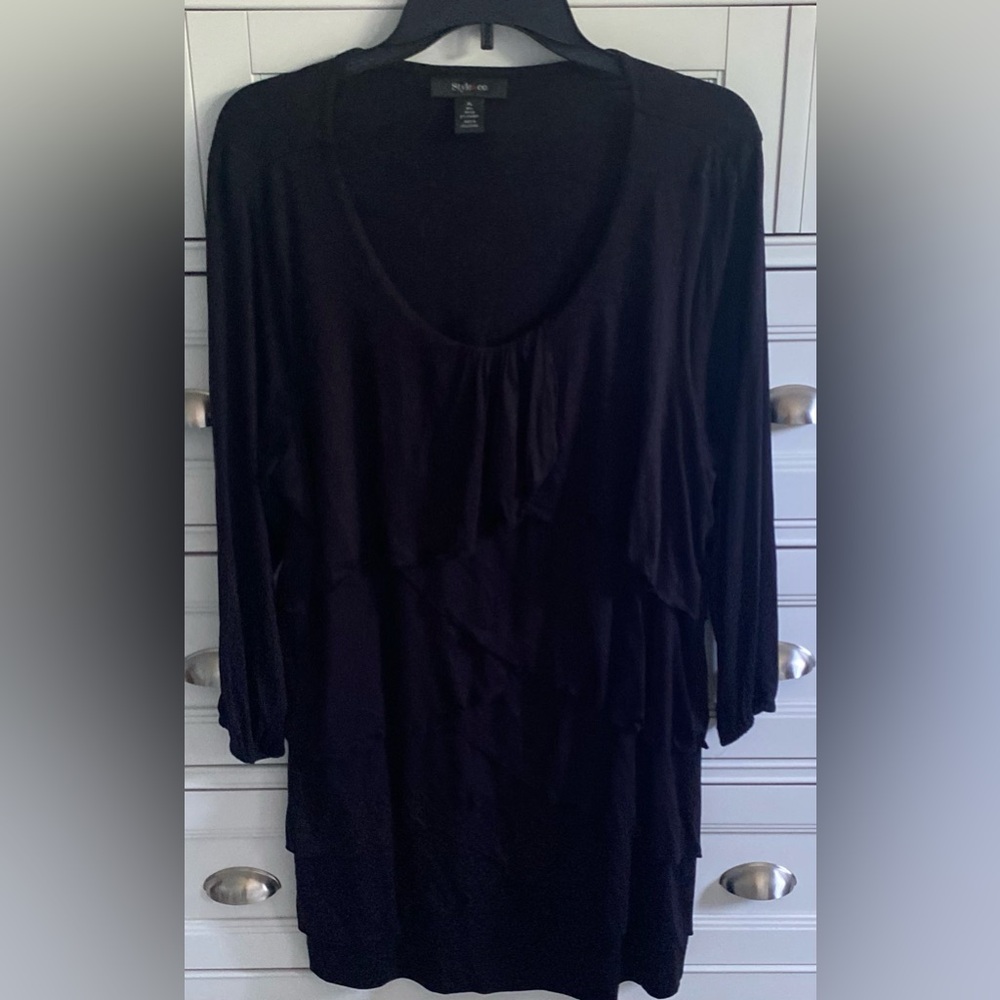 STYLE AND COMPANY.. WOMENS Black Long Sleeve Dress